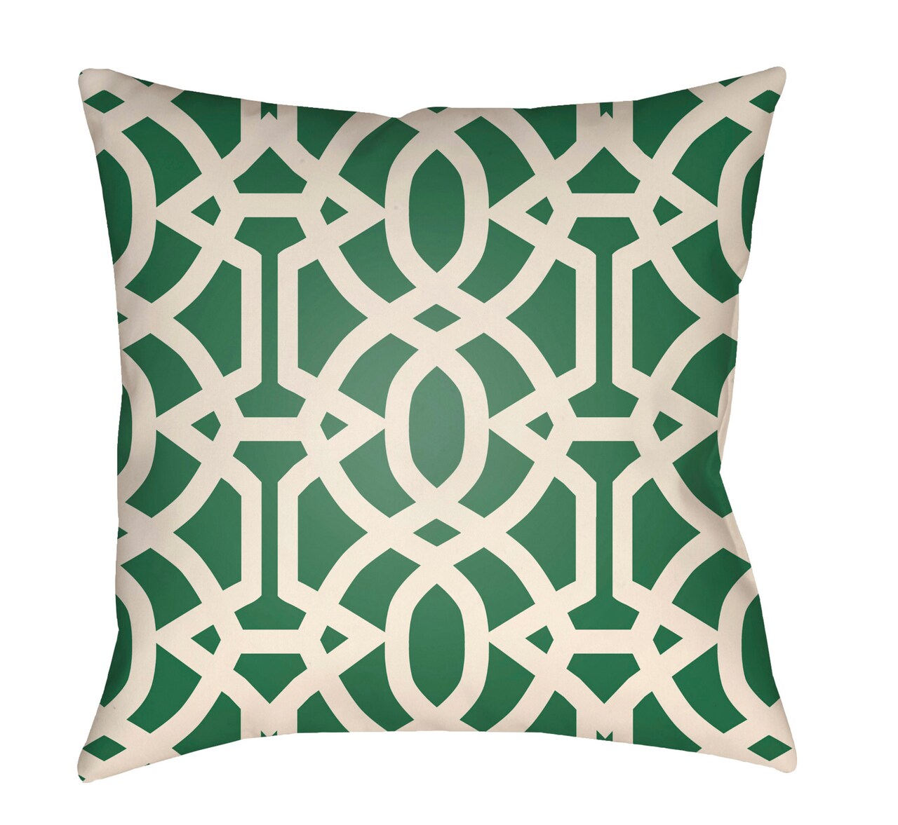 Tiwari Home 20" Emerald Green and Beige Imperial Trellis Printed Square Throw Pillow Cover